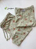 ست تاپ و شورتک zara کبریتی تمام نخ