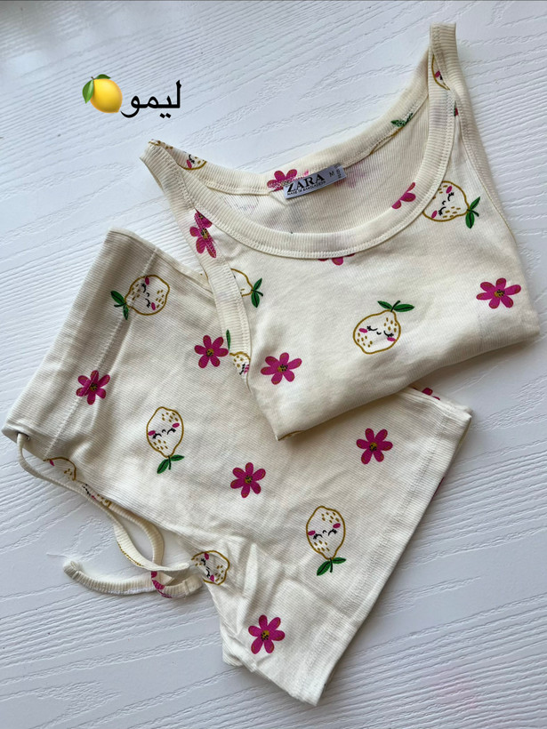 ست تاپ و شورتک zara کبریتی تمام نخ